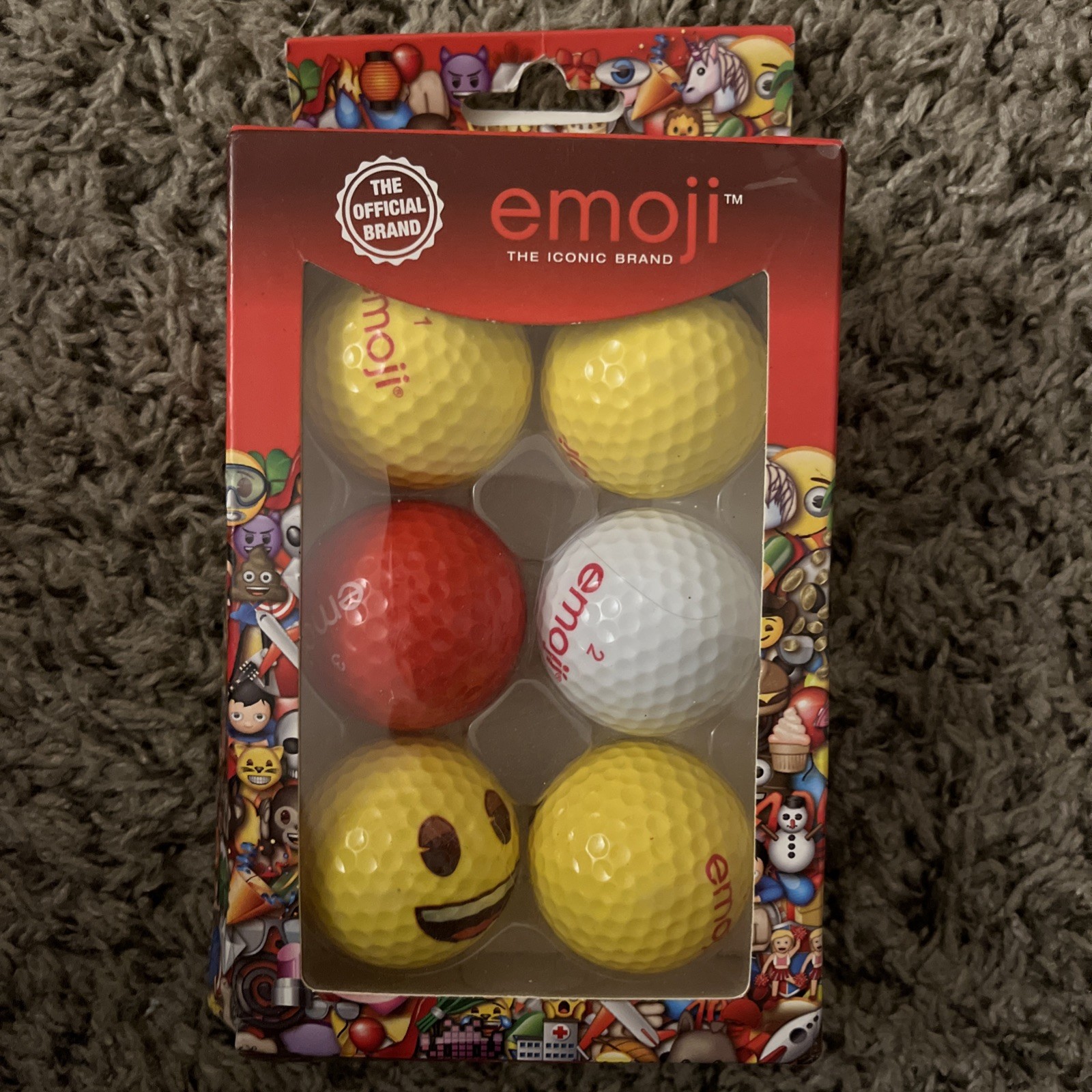 S Emoji Golf Balls Model Yellow Red White Fun Collectible