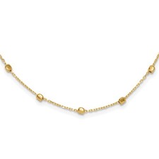 14k Yellow Gold Polished Cube Bead 17 inch Station Necklace