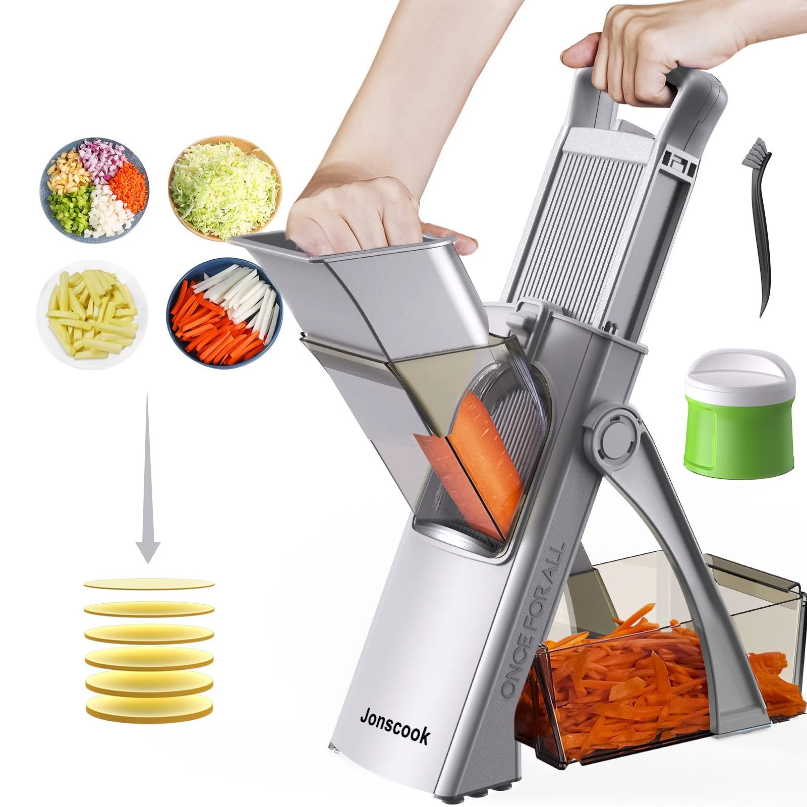 All-in-1 Upgraded Safe Mandoline Slicer for Kitchen, with Handheld Spiralizer...