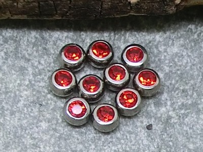 10 Stück Piercing Ersatzkugeln Strass Rot Edelstahl Ø 3mm für 1,2mm Stäbe