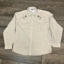 RARE Howler Bros Men's Pearl Snap Shirt Sz XL Tan Rooster Long Sleeve - Read