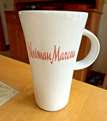 Neiman Marcus Large White Iconic Logo Ceramic Tall Latte Mug Coffee Cup 14oz