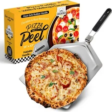 Checkered Chef Pizza Peel - Extra Large, Stainless Steel 13 x 15 Peel, Silver 