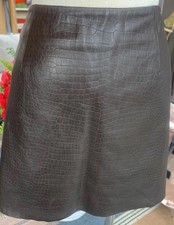 Vtg Y2K Express 100 Leather Brown Croc Print Mini Skirt Short Size 11/12 90s