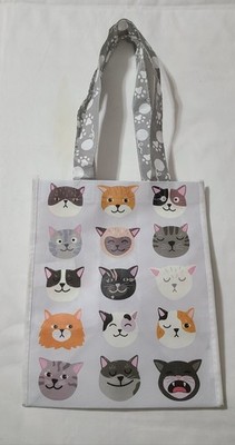 Cat Cartoon Gift Bag Small Light Gray Mixed Facial Expressive Animals Pouch ECU 