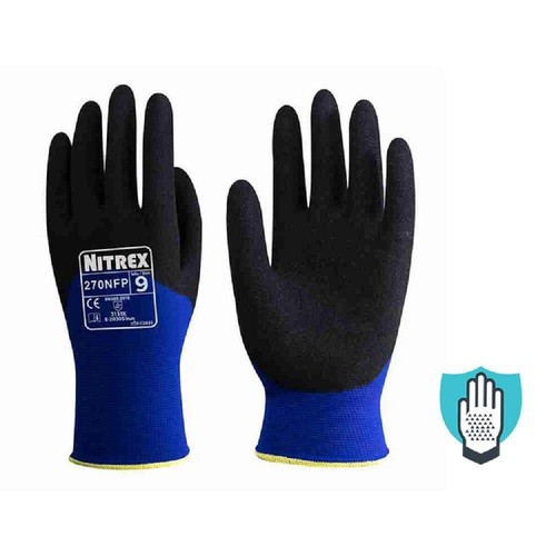 Pack 10 Pairs Nitrex Premium 3/4 Nitrile Coated Work Gloves Size 9 Large - Picture 3 of 3