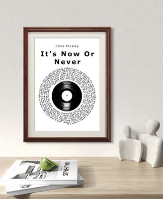 Elvis Poster. Its now or never Lyric Print. Elvis Vinyl Poster. Wandbild Geschenk