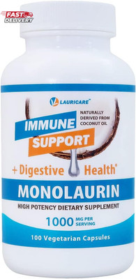 Monolaurin Supplement for Immune Support - Gut Health - 1000Mg per Serving- 100