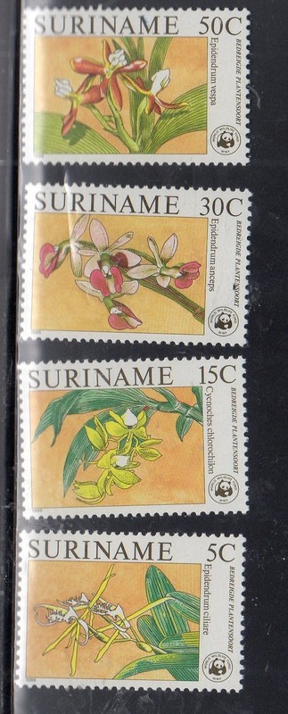 SURINAM #743-746 1986 ORCHIDS MINT VF NH O.G 