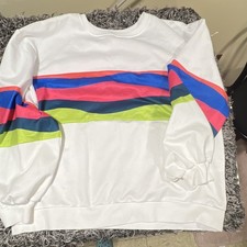 Madewell Women's Casual Striped Cropped Sweatshirt Size XL