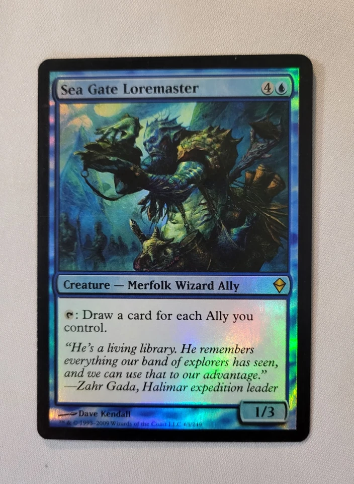 Sea Gate Loremaster Foil Magic: Zendikar #63 2009 Rare Creature Merfolk MTG - Image 4 of 4