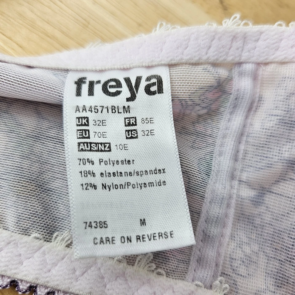 Freya фиолетовый розовый кружевной бюстгальтер ленты отделки чистый чашки, размер 32E цветочный женский - Изображение 4 из 4