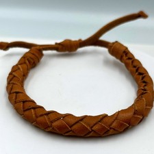 Vintage Braided Leather Cord Bracelet Adjustable Brown Woven Wrap Unisex Casual