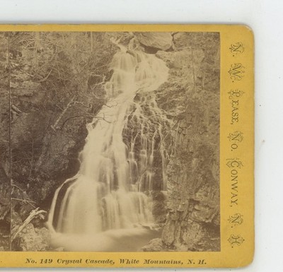 Crystal Cascade White Mountains NH New Hampshire N.W. Pease Stereoview c1870