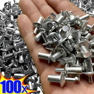 100x Hammer Drive Expansion Rivets Aluminum Nail Head Fasteners for Woodworking