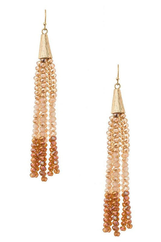 Crystal Tri-Tone Tassel Earrings