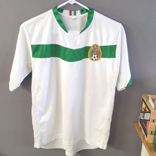 Mexico National Team Soccer Jersey White Green Green Trim Size YM