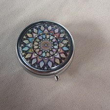 beautiful Colorful Mandala Compact Pill Container & Mirror NEW