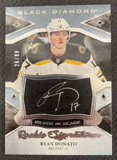 2018-19 UD BLACK DIAMOND RYAN DONATO SILVER ON BLACK ROOKIE AUTO #ed 26/99