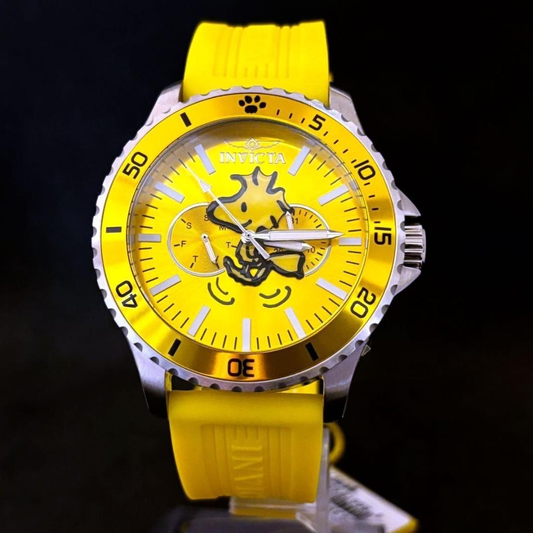 【スヌーピー、ウッドストック 】Snoopy/INVICTA/新品/メンズ腕時計 INVICTA Snoopy Woodstock Watch Yellow Dial Quartz 48mm PEANUTS