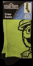 OSCAR THE GROUCH Socks Mens Size 9-13 1 Pair Novelty CREW Socks SESAME STREET