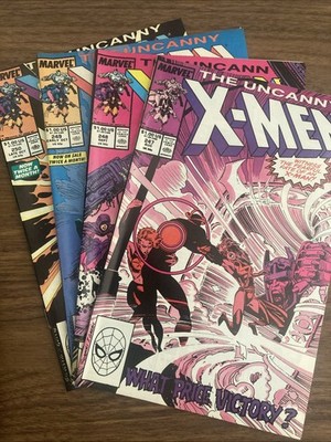 Uncanny X-Men #247 #248 #249 #250 Lot (4) Marvel 1989