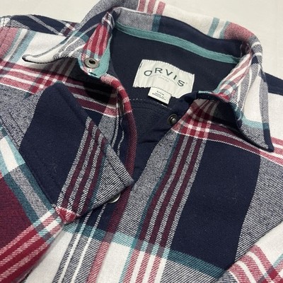 Orvis Fleece Lined S Flannel Shaket Outdoor Gorp Hunting Camping Snap Up 