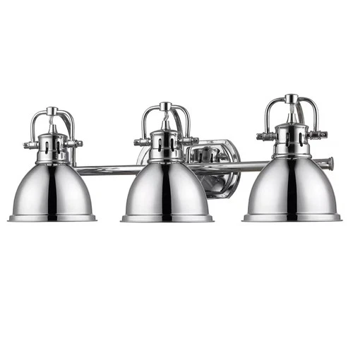 Golden Lighting 3602-BA3 CH-CH Duncan 3-Light Bath Vanity in Chrome with Chrome - Picture 1 of 3