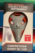 Shock Doctor Sport Compression Shorts & Cup Adult Large 31- 37" NEW w Box.