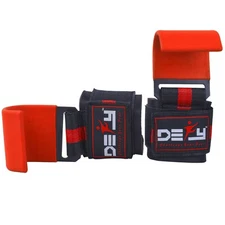 DEFY New Weight Lifting Power Training Dip Hook bar Straps Wrist Support Red