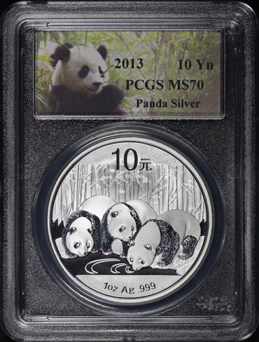 2013 China 10 Yuan Silver Panda 1 oz PCGS MS-70 Panda Label