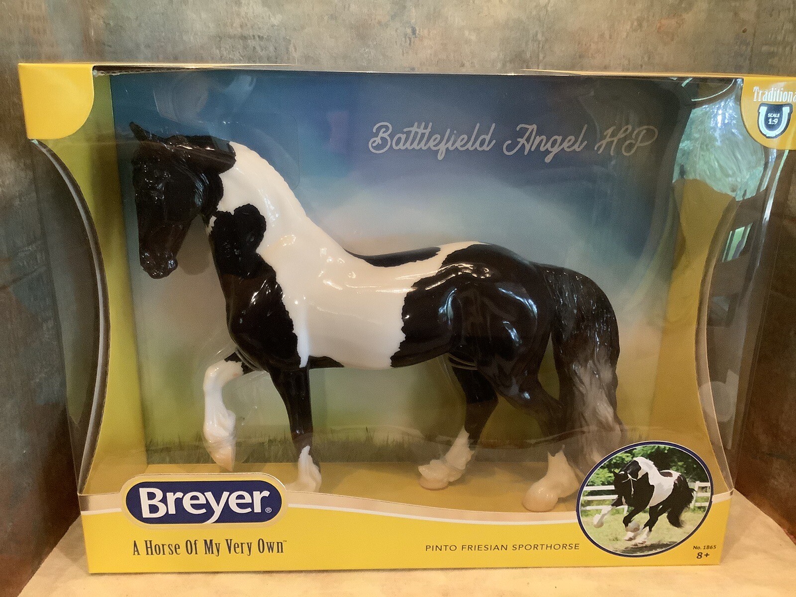 Breyer Glossy Battlefield Angel Ezra CCA Black Friesian Traditional