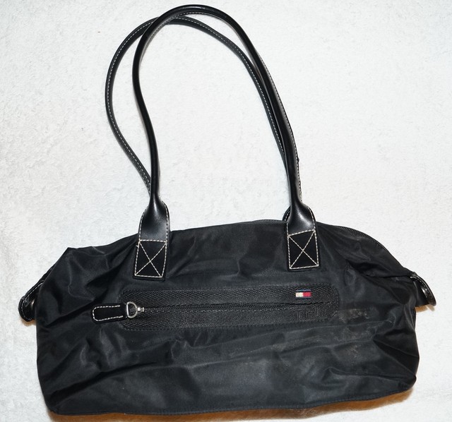 Vintage Tommy Hilfiger Handbag black shoulderbag tote satchel Clean VGU