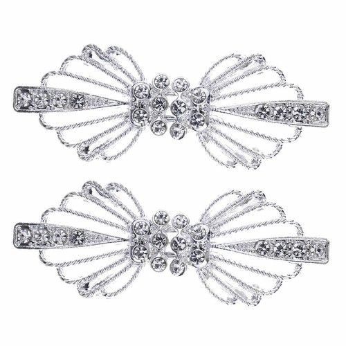 2x Vintage Diamante Crystal Rhinestone Buckles Hook and Eye Clasps Sash Belt - Picture 7 of 12