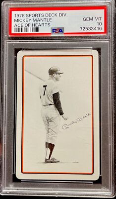1978 Sports Deck Divison Mickey Mantle Ace Of Hearts PSA 10 GEM/MT