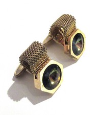 Vergoldete Manschettenkn&ouml;pfe Imitation Jewelry W. Germany Gold-Plated Cufflinks