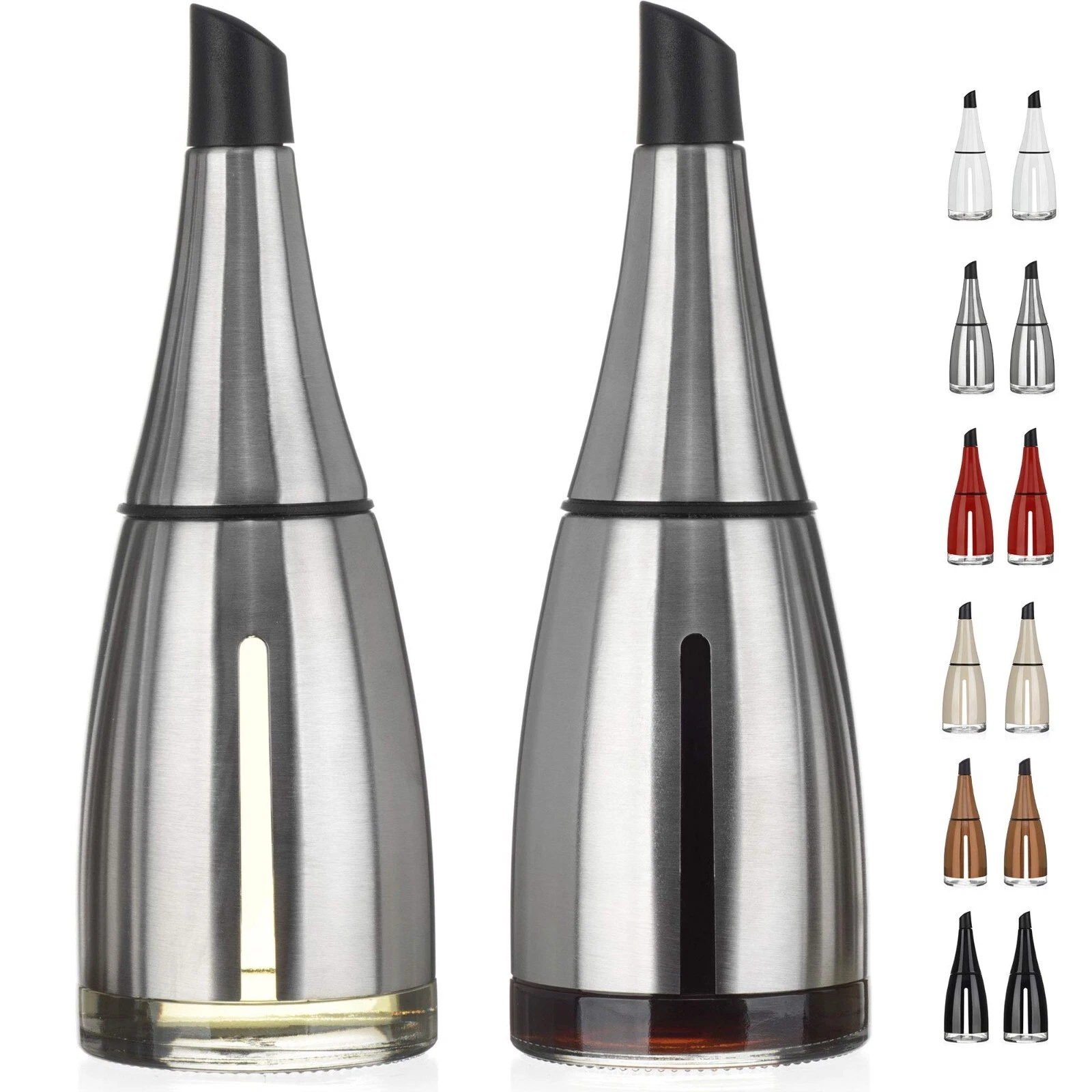 CHEFVANTAGE Olive Oil and Vinegar Cruet Dispenser Set with Elegant Glass Bottle