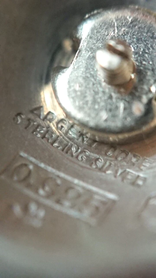 Vintage 925 Sterling Silver Guilloche Enamel Ball Watch Pendant Necklace - Изображение 4 из 4