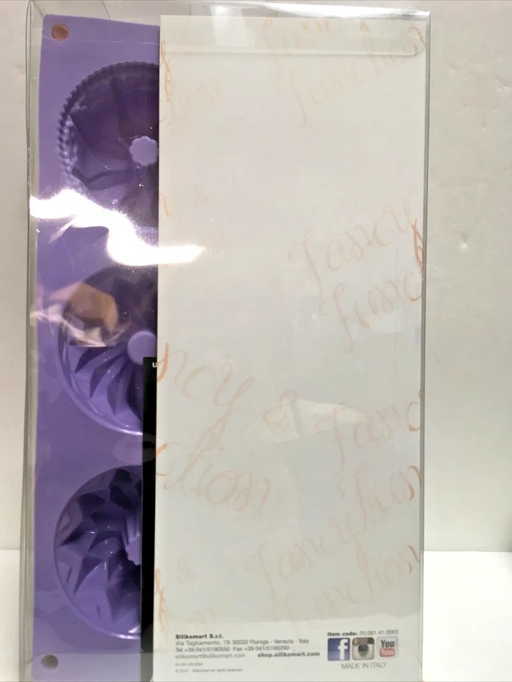 MOLDE SILIKOMART MORADO TAMAÑO 12" X 7"/REMOLINO 3"X 1.5" APROX NIP/HECHO EN ITALIA Foto 2 de 4