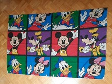 VTG Disney Mickey Mouse Goofy Curtains Drapes 2 Pc Color Block 1 Panel 1 Valance