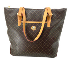 Roni Moda Italia Elize Large Brown Canvas Leather Monogram Tote Shopper 