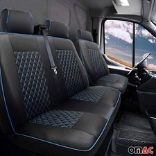 Sitzbezüge Schonbezüge für Fiat Ducato 2006-2024 Kunstleder Schwarz Blau 2+1