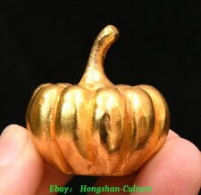 Statua 1,3'' Collezione Vecchia Bronzo Cinese Dorato Nangua Zucca Guaguo Verdure