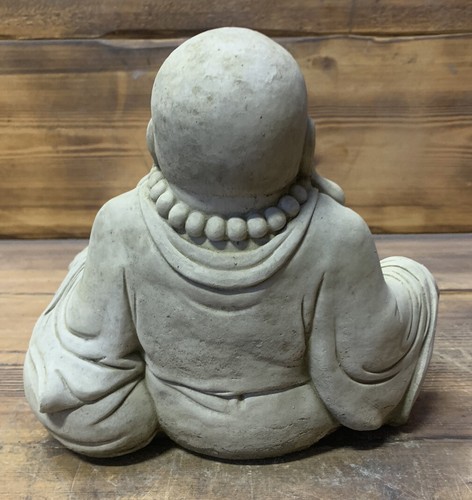 STONE GARDEN SMALL SITTING HAPPY BUDDHA STATUE ORNAMENT - Picture 4 of 5