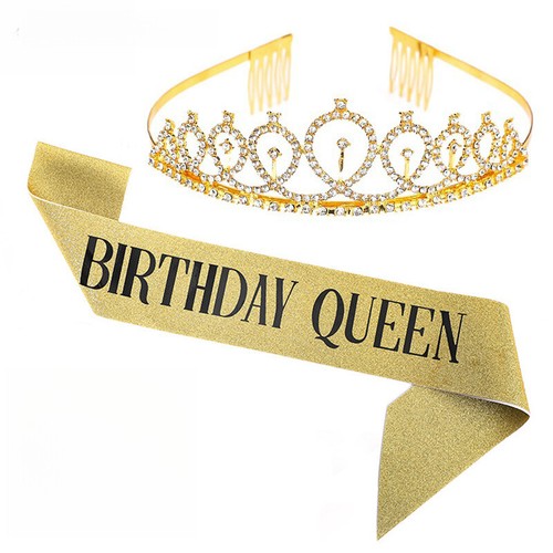 Mujeres Dama Fiesta de Cumpleaños Cinta Faja Correa para el Hombro Princesa Corona Tocado - Imagen 5 de 21