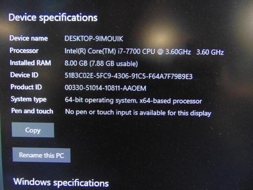 HP PRODESK 600 G3 SFF I7-7700 3.6GHz / 1TB HDD / 8GB RAM / WIN 10 PRO - Picture 5 of 8