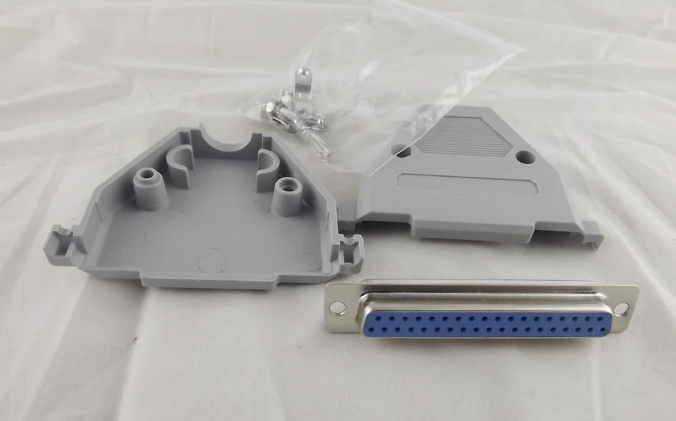 10x DB37 Female 37 Pin 2 Rows D-SUB Connector Grey Plastic Hood Cover Backshell - Image 3 of 4