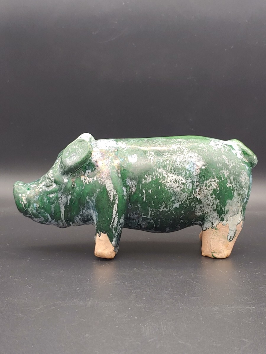 唐代绿釉陶塑肥猪8/9th C Chinese Tang Dynasty Green Glazed Pottery