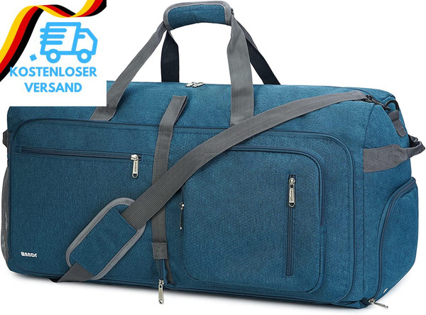 Wandf Reisetasche 65L Mit Schuhfach Faltbare Weekender-Reisetasche HandgepäCk Fü-image