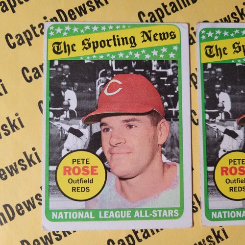 LOTE de 2 Pete Rose 1969 Topps #424 The Sporting News Liga Nacional All-Stars - Imagen 2 de 14
